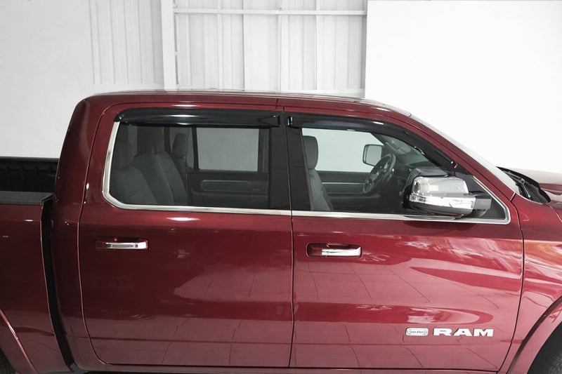 Optimal Co 2019-2026 Tape-On Side Window Deflector Visors Compatible with Dodge Ram 1500 Crew Cab Only Smoke Tinted Rain Guards 2020 2021 2022 2023 2024 2025 - Image 4